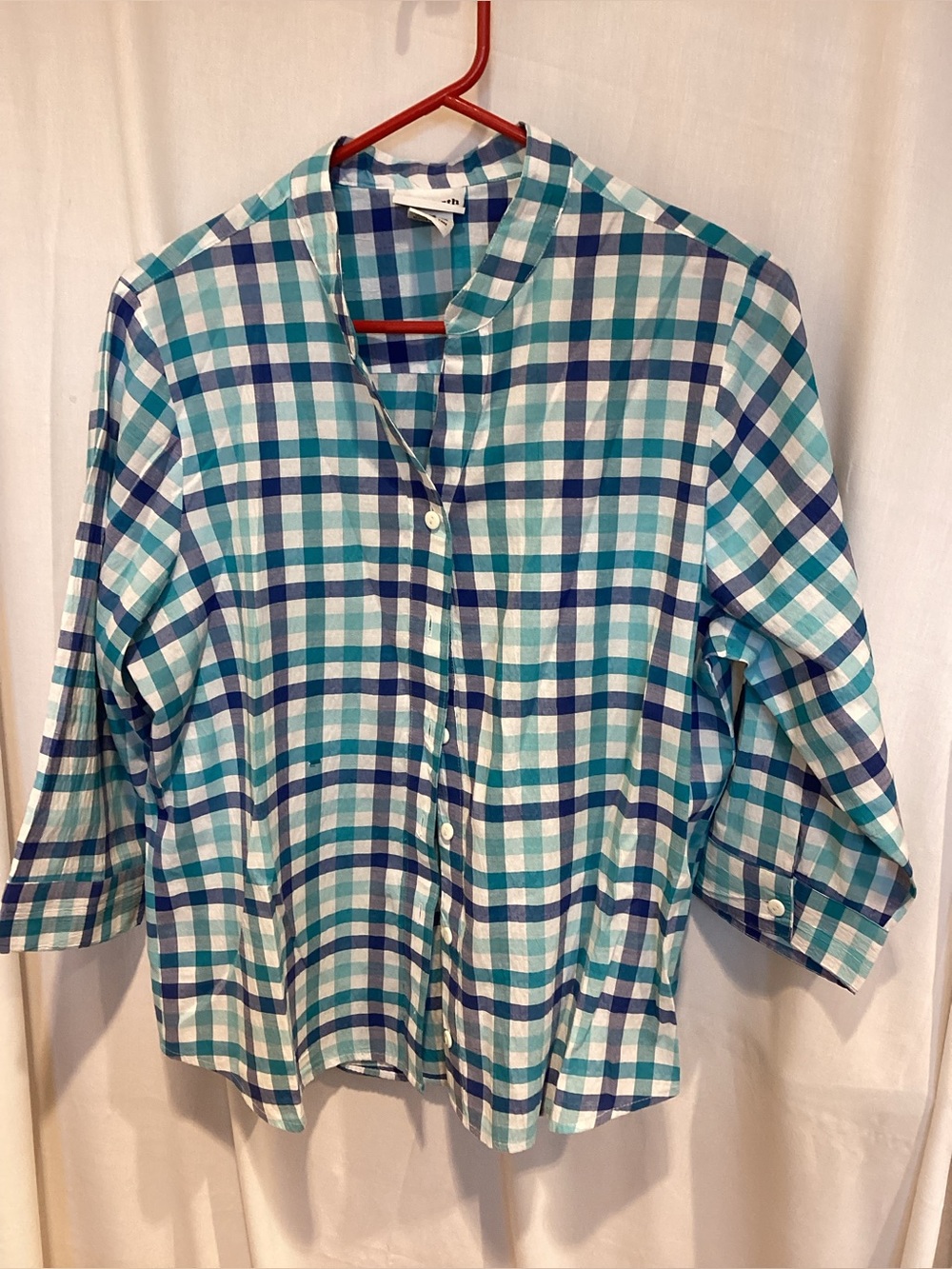 Bon Worth Blue & Teal Plaid Button-Up Shirt
